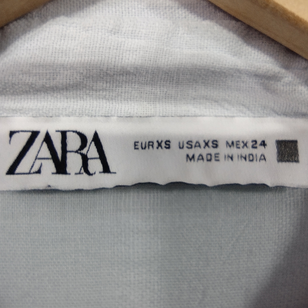 Zara Embroidered Babydoll Top Women's XS Blue Floral Boho Retro Cottagecore 90s - Picture 10 of 11